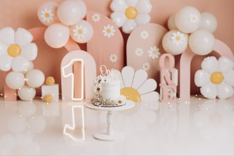 1st Birthday Photoshoot Daisy Theme, Daisy Theme Smash Cake, Daisy 1 Year Photoshoot, Daisy Theme Smash Cake Photoshoot, Daisy Theme Photoshoot, Daisy Theme Cake Smash, Daisy First Birthday Theme Backdrop, Daisy Cake Smash Photoshoot, Isnt She Onederful Birthday Theme Daisy