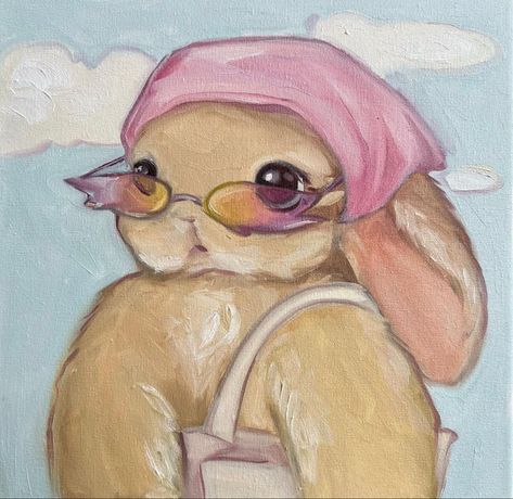 Arte Peculiar, Bunny Painting, Cute Paintings, December 11, Painting Art Projects, Cute Animal Drawings, Pics Art, Funky Art, الرسومات اللطيفة