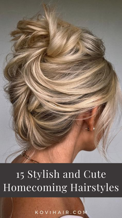 15 Homecoming Hairstyles Ideas for Hoco Hair this fall Bridesmaid Top Knot, Updos For Medium Length Hair Wedding Mothers Mom, Sleek Prom Hair Updo, Glamorous Updo Hairstyles, 90s Inspired Updo, High Up Do, Pam Anderson Hair Updo, Mid Length Hairstyles Updo, Pamela Anderson Updo