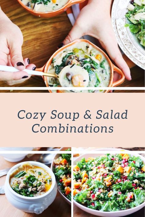 Fall Soup And Salad Combo, Best Soup And Salad Combo, Healthy Soup And Salad Combos, Soup Pairings Meals, Soup And Salad Ideas, Salads To Go With Soup, Soup And Salad Party Ideas, Soup And Sandwich Combos Dinner, Soup And Salad Dinner