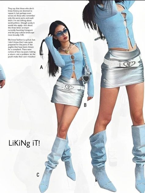 Y2k Fashion Models, Y3k Outfits Aesthetic, Y2k Magazine Photoshoot, Y2k Fashion Ads, Modern Y2k Aesthetic, Silver Y2k Outfit, Y2k Fashion Photoshoot, Y2k Futuristic Fashion, 2000s Fashion Photoshoot