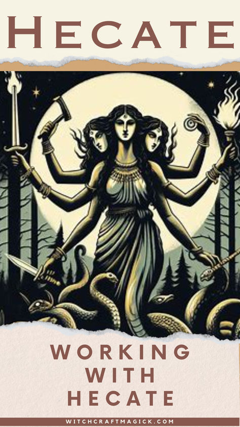 The Greek Goddess of Witchcraft and Herbalism, Hecate is associated with borders, city walls, doorways, and crossroads. Her role in the Gigantomachy is described as ��“mediator” between the worlds of the living and the realms of the dead. Hecate is best known for her role in the Underworld Corporation, where she appears as the director of operations. The goddess is the chief assistant of Hades, the god of the dead, and she is capable of lifting over 25 tons. Herbs For Hecate, Hecate Herbs, Working With Hecate, Goddess Of Witchcraft, Powerful Goddess, Ward Off Evil Spirits, Hecate Goddess, Witch Photos, Goddess Of The Moon