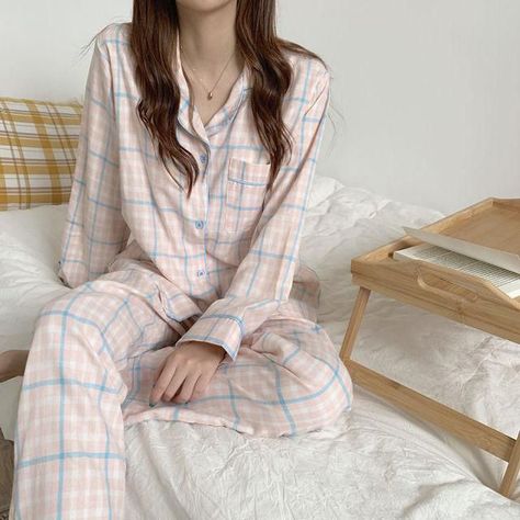 Winter Pajamas Women, Casual Lounge Wear, Winter Sleepwear, Pijamas Women, Full Sleeve Top, Harajuku Women, Comfortable Pajamas, Grid Girls, Women's Pajamas