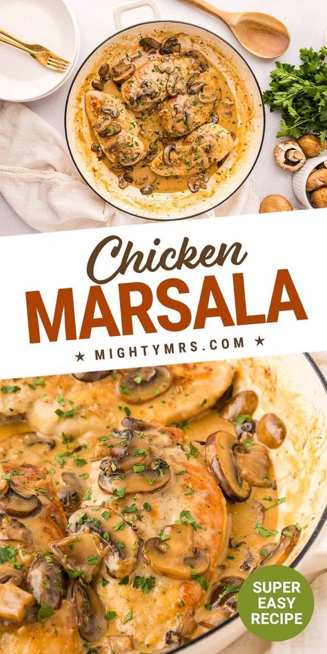 A restaurant-quality, mouthwatering blend of seasoned and battered chicken, simmered with a rich and creamy sauce. This easy chicken Marsala recipe makes for the perfect dinner when you’re craving comfort food and a little sophistication. Ready in 35 minutes. Easy Chicken Marsala Recipe, Easy Chicken Marsala, Battered Chicken, Chicken Marsala Recipe, Chicken Marsala Easy, Marsala Recipe, Marsala Chicken Recipes, Fast Dinner Recipes, Crockpot Soup Recipes