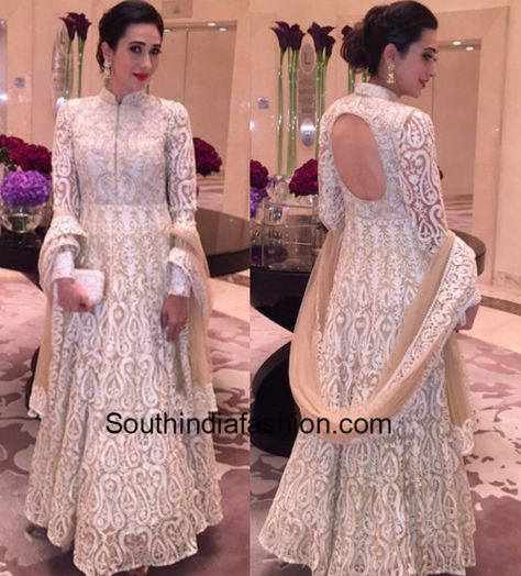 Karisma Kapoor in a white anarkali 4 Net Gown, Karishma Kapoor, Net Gowns, Karisma Kapoor, Indian Designer Suits, White Gown, Indian Gowns Dresses, Indian Gowns, Dress Indian Style