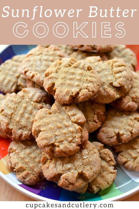 Sunflower Butter Recipes, Sunflower Butter Cookies, Sunbutter Recipes, Sunbutter Cookies, Allergy Friendly Cookies, Nut Free Desserts, Recipe Cookies, Sunflower Butter, Nut Free Recipes