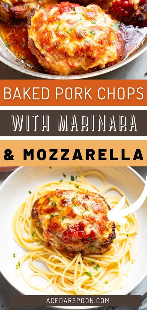 Simple Marinara Sauce, Italian Pork Chops, Cheese Pork Chops, Crusted Pork Chops, Pork Pasta, Parmesan Crusted Pork Chops, Parmesan Pork Chops, Baked Pork Chops Oven, Cooking Pork Chops