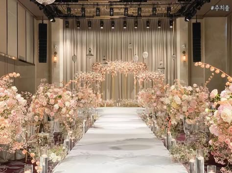 Wedding Ballroom Decor, Cherry Blossom Wedding Decor, Pool Wedding Decorations, Ivory Wedding Decor, Outdoor Night Wedding, Peach Wedding Decorations, Indoor Wedding Decorations, Rose Gold Wedding Decor, Wedding Hall Decorations