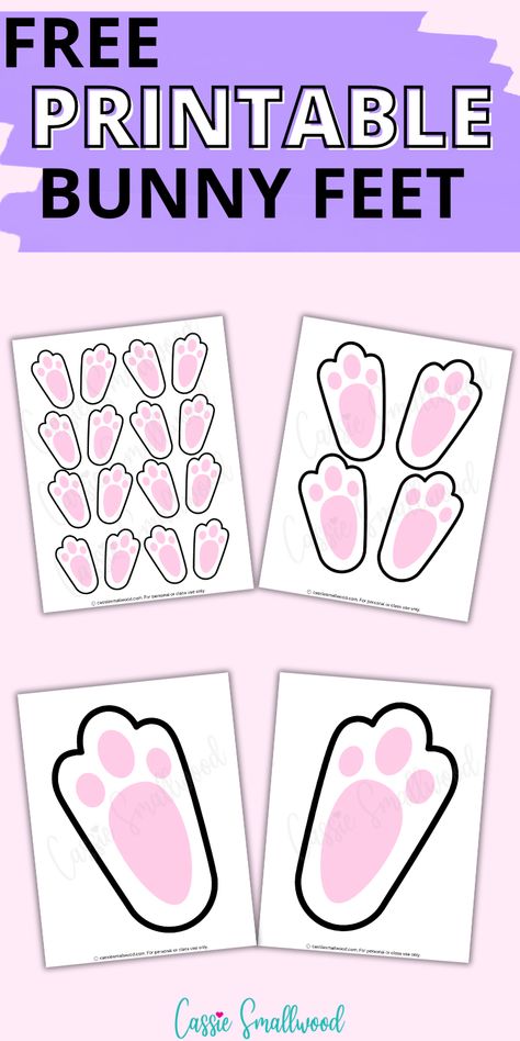 free printable bunny feet in small medium and large Bunny Feet Craft, How To Make Bunny Feet, Bunny Template Free Printable, Easter Morning Ideas, How To Make Bunny Footprints, Easter Bunny Feet Template Free Pattern, Bunny Feet Template Printable, Bunny Feet Template, Rabbit Footprint