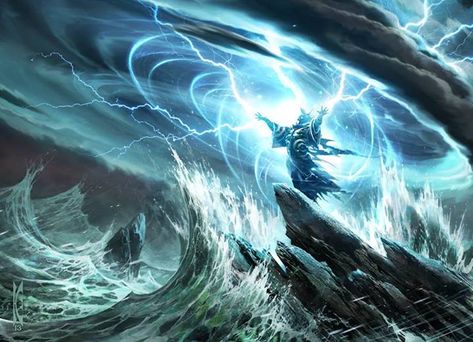 Controlar Elementos/ Tempestade de Raios Storm Sorcerer Dnd, Storm Sorcerer, Raymond Swanland, Fantasy Wizard, Fantasy Images, Wow Art, High Fantasy, Arte Fantasy, Magic Art