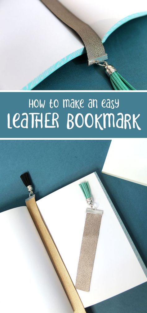 Craft an easy DIY bookmark from faux leather and tassels - fun quick and easy crafts for teens and tweens - and adults too of course Diy Leather Tassel, Easy Crafts For Teens, Leather Bookmarks, Diy Bookmark, Diy Leather Projects, Quick And Easy Crafts, Leather Scrap, Gift Bags Diy, Scrap Fabric Projects