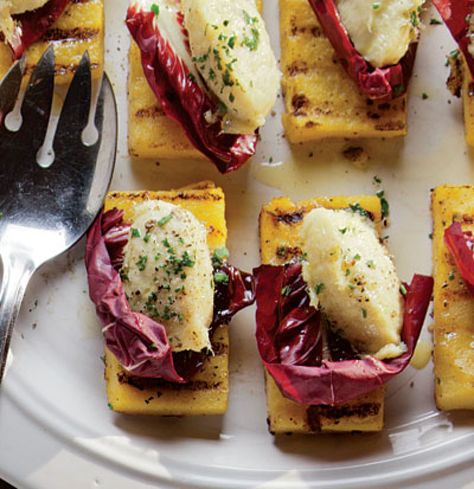 Grilled Polenta with Dried Cod Mousse (Baccalà Mantecato) Grilled Polenta, One Bite Appetizers, Italian Recipes Appetizers, How To Cook Polenta, Cod Recipes, Italian Appetizers, Appetizer Bites, Spinach And Feta, Quick Cooking