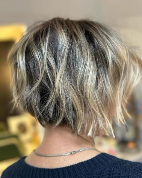 60 Trendy Layered Bob Haircuts to Try in 2024 Stacked Bob Wavy Hair, Flat Face Hairstyles, Graded Bob Haircut, Short Shag Bob Haircuts, Short Bob For Fine Straight Hair, Bob Hairstyles Thick Wavy Hair, Shorter Bob Hairstyles, Short Bob Hairstyles Thick Hair, Shaggy Angled Bob