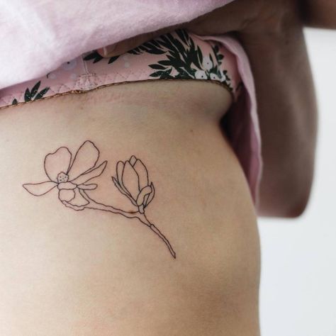 Magnolia Tattoo, Hand Poked Tattoo, Bee Tattoo, Poke Tattoo, Line Work Tattoo, Memorial Tattoos, Badass Tattoos, Body Modification, Free Tattoo