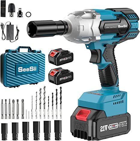 Cordless Impact Wrench, SeeSii Brushless Impact Wrench 1/2 inch Max Torque 479 Ft-lbs(650Nm), 3300RPM w/ 2x 4.0 Battery, 6 Sockets,9 Drill,6 Screws, High Torque Power Impact Wrench for Car Home, WH700 - - Amazon.com Two Post Car Lift, Torque Wrench, Car Home, Impact Driver, Impact Wrench, Ecommerce Site, Bright Led Lights, Fast Charger, Power Tool