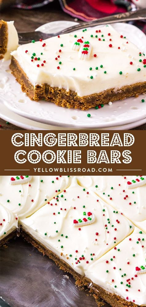 Gingerbread Cookie Bars, Jul Kaka, Dessert Christmas, Delicious Christmas Desserts, Wedding Dessert, Cream Cheese Icing, Christmas Dessert, Gingerbread Cookie, Christmas Snacks