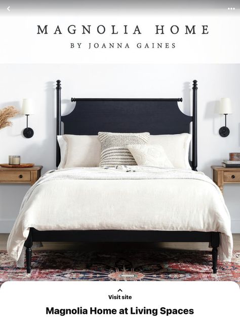 Magnolia Homes Bedroom, Bright Rug, Black Bed, Magnolia Homes, Joanna Gaines, Master Bedrooms Decor, Guest Bedrooms, Beautiful Bedrooms, Bedroom Styles