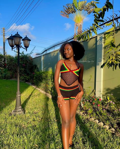 ❤️African art 🌺✨ 💛An Afrocentric spin on the Serenity Set! This crochet two-piece is the perfect beach or poolside outfit in this sunny climate☀️ 💚It’s handcrafted to perfection with breathable and lightweight stitches, using the fastest-drying yarn, so you can be fully dry after swimming, in just 20 minutes! 🖤Where would you take this set? 🏷️ GHC 470 ✨DM to order ✨Made-to-measure ✨Delivered 7-21 days after payment #crochet #crochetersofinstagram #crochetaddict #crochetdesign #crochetf... Crochet Fits, Poolside Outfit, Crochet Two Piece, Crochet Outfits, Crochet Aesthetic, Faux Locs Hairstyles, Crocheted Items, Crochet Clothing And Accessories, Crochet Inspo