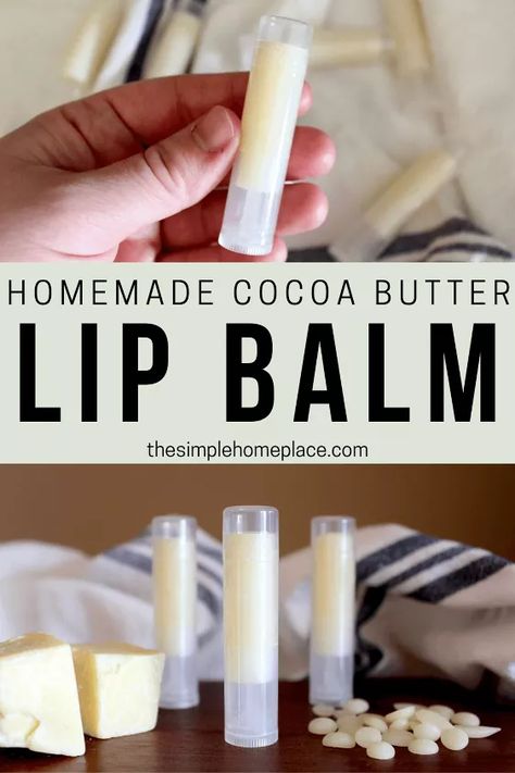 Cocoa Butter Recipes, Chapstick Recipe, Homemade Cocoa, Homemade Lip Balm Recipe, Cocoa Butter Lip Balm, Lip Balm Recipe, Diy Lip Balm Recipes, Lip Balm Ingredients, Balm Recipe