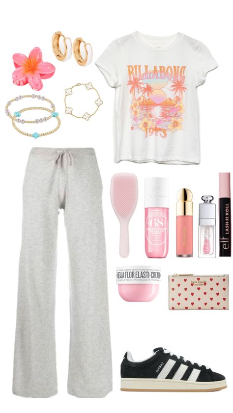 cute outfit #outfit #fyp #skincare #makeup #sweatpants #billabong #adidas #jewelry #beach #cozy #comfy #fitinspo Adidas Jewelry, Billabong Outfits, Jewelry Beach, Skincare Makeup, Cute Outfit, Fitness Inspo, Billabong, Spring Outfits, Sweatpants