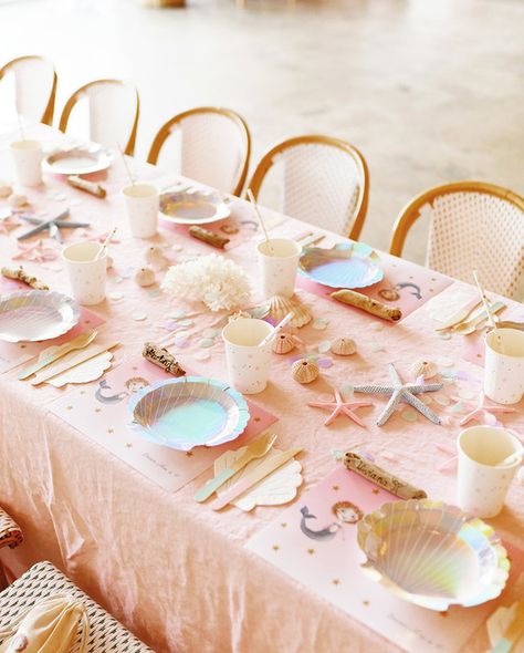 Shell Birthday Party Decorations, Pink And Gold Mermaid Party, Pastel Ocean Birthday Party, Fall Mermaid Birthday Party, Under The Sea Pastel Party, Whimsical Mermaid Birthday Party, Pastel Beach Party, Shellebrate Party, Boho Mermaid Birthday Party