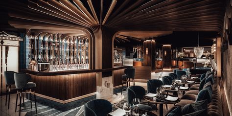 GATSBY Restaurant / Full CGI on Behance Gatsby Restaurant, Great Gatsby Interior Design, Barcelona Interior Design, American Townhouse, Hogsmeade Shops, Restaurant Opening Soon, Gatsby Interior Design, Art Deco Basement, Wine Basement