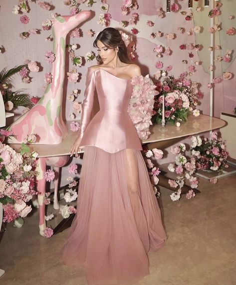 Dress One Shoulder Long, Dress With 3d Flowers, Long Sleeve Satin Dress, Formal Occasion Dress, Pink Evening Dress, Chic Baby, Ever Pretty, Dress One Shoulder, Dream Wedding Ideas Dresses