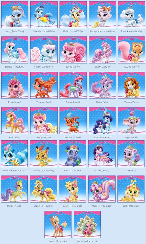 Disney Princesses And Their Pets, Disney Princess Animals, Disney Princess And Princes, All The Disney Princesses Together, Palace Pets Toys, Whisker Haven Palace Pets, Disney Princess Lineup, Disney Palace Pets, Princess Pets