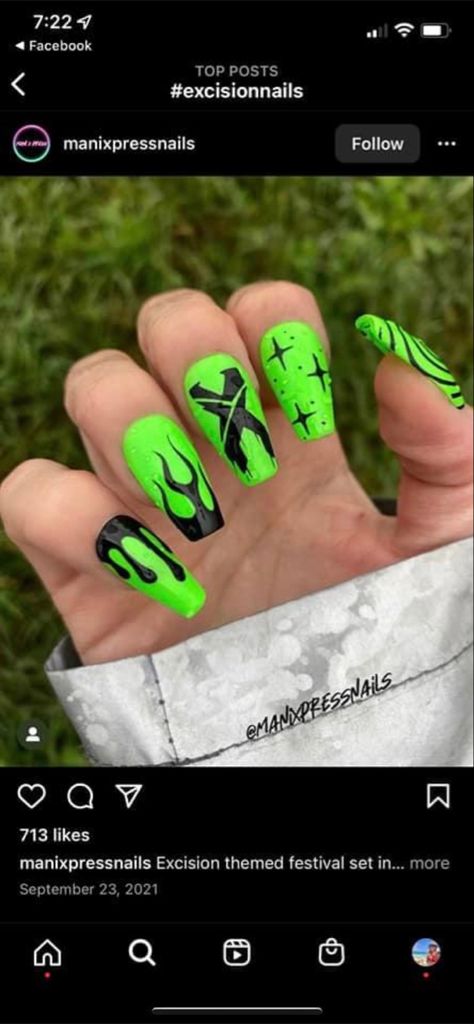 Lost Lands Nail Ideas, Dubstep Nails, Excision Nails, Lost Lands Nails, Rave Nails Acrylic, Rave Nails Designs, Nail Doodles, Lost Lands Festival, Rave Nails