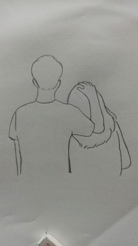 Gf Bf Drawings, Easy Love Drawings Step By Step, Easy Couple Sketches Simple, Hug Drawing Simple, Cute Couple Sketch Simple, Art Sketches Easy Simple Drawings Pencil, Sketsa Aesthetic Simple, Couple Sketch Simple, Drawing Ideas Aesthetic Pencil