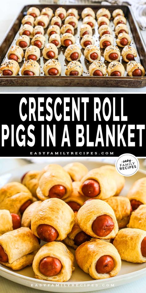 Mini Pigs In A Blanket Recipe, Mini Pigs In A Blanket, Mini Sausages, Pigs In A Blanket Recipe, Kid Friendly Appetizers, Crescent Roll Appetizers, Sausage Wrap, Pigs In Blankets, Simple Appetizers