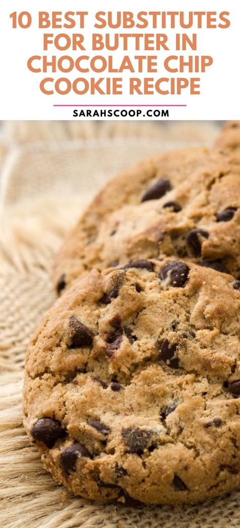 Baking a new batch of chocolate chip cookies and ran out of butter? Don't fret, we've compiled a list of the perfect substitutes for butter in your favorite recipe. Each will provide unique flavors and textures! #BakingHacks #SubstitutesForButter #ChocolateChipCookies 🍪 ��🧈 💓 Substitute For Butter In Cookies, Butter Substitute Baking Cookies, Chocolate Chip Cookies With Cream Of Tartar, Baking Recipes No Butter, Butter Substitute For Cookies, Butter Substitute Baking, Substitutes For Butter, Substitute For Butter, Simple Chocolate Chip Cookie Recipe