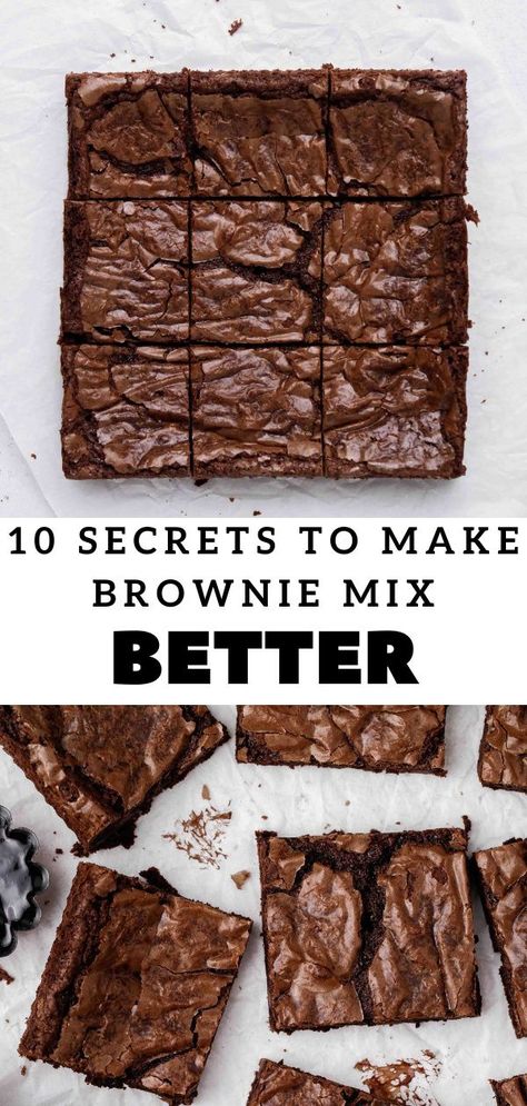 Boxed Brownies Better, Best Brownie Mix, Brownie Hacks, Boxed Brownie Recipes, Boxed Brownies, Brownie Mix Recipes, Lifestyle Of A Foodie, Fudgy Brownie Recipe, Cooking Tricks