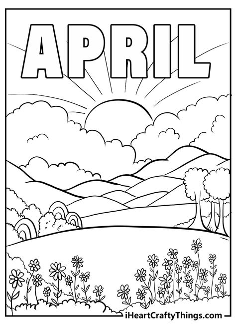 April Coloring Pages April Coloring Pages, Blank Sheet Of Paper, April Activities, April Crafts, Preschool Planning, Hello August, Kids Coloring Pages, Spring Coloring Pages, Hello Kitty Coloring