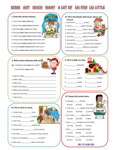 Some Any, English Exercises, English Grammar Worksheets, English Classroom, English Activities, Esl Teaching, Grammar Worksheets, Teaching Jobs, Esl Worksheets