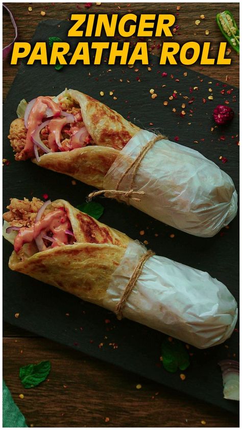 Food cravings in this quarantine are seriously major, so here is this zinger paratha roll recipe for you. Make zinger like a professional by following these simple steps and results will amaze you. Do give this Zinger Paratha Roll recipe a try and share your feedback with us. #zingerparatharoll #paratharoll #pinterestrecipes #pinterestideas #pinterestworthy #foodphotos #foodpics #foodphotography #foodimages #pinterestinspired #foodstyling #Sooperchef #foodpresentation Paratha Roll Recipe, Pakistani Street Food, Chicken Zinger, Paratha Roll, Iftar Recipes, Paratha Recipes, Chicken Rolls, Cheese Rolling, Roll Recipe