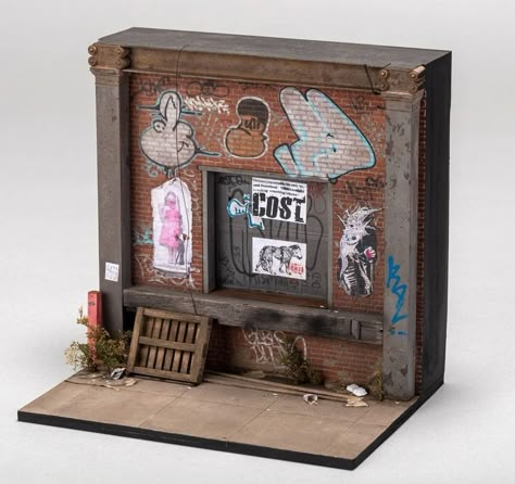 Joshua Smith Miniatures, Graffiti Diorama, Miniature Graffiti, Diorama Art, Joshua Smith, Diorama 1:64, Bg Design, Diy Doll Miniatures, Cardboard Art