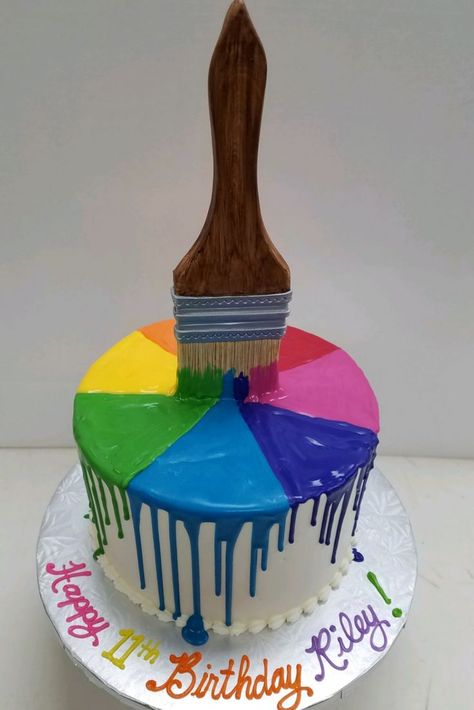 Art Party Cakes, Ganache Drip, Paint Themes, Drip Cake, Theme Cake, Drip Painting, Drip Cakes, Retirement Parties, Art Party