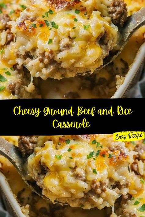 Hamburger And Rice Recipes, Ground Beef And Rice Casserole, Cheesy Ground Beef And Rice, Hamburger Meat Casseroles, Beef And Rice Casserole, Easy Ground Beef Casseroles, Cheesy Ground Beef, Italian Casserole, Ground Beef And Rice