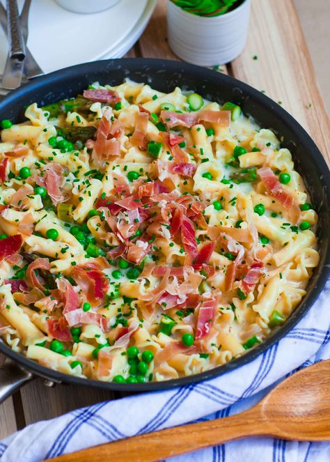 Creamy Prosciutto Pasta Pasta With Prosciutto, Spring Eats, White Cheese Sauce, Pasta Recipes Video, Night Kitchen, Prosciutto Pasta, Prosciutto Recipes, Pasta Sauce Recipe, Spring Pasta