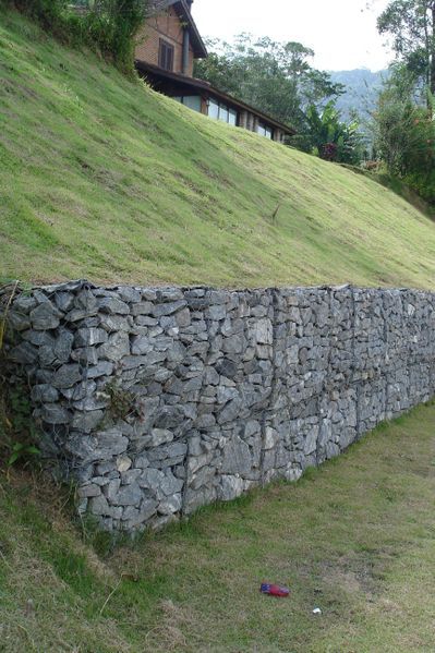 Gabion Ideas, Slope Garden, Hillside Gardens, Gabion Walls, Gabion Retaining Wall, Gabion Fence, Gabion Wall, Concrete Fence, Brick Fence