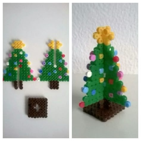 Hama Beads Christmas, Melt Beads Patterns, Christmas Perler Beads, Hamma Beads Ideas, Easy Perler Beads, Easy Perler Bead Patterns, Pearl Beads Pattern, Easy Perler Beads Ideas, 3d Perler Bead