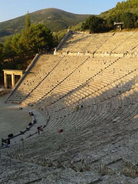 Ancient Theatre of Epidaurus Theater Of Epidaurus, Ancient Theater, Ancient Greece Aesthetic, Ancient Theatre, Theatre Aesthetic, Ancient Greek Theatre, Rome Architecture, Greece Aesthetic, Greece Art