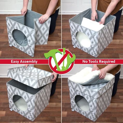 Stackable Bed, Indoor Cat House, Cat Bed Pattern, Cat Cube, Diy Cat Bed, Cat Houses Indoor, Cat House Diy, Diy Cat Toys, Cat City