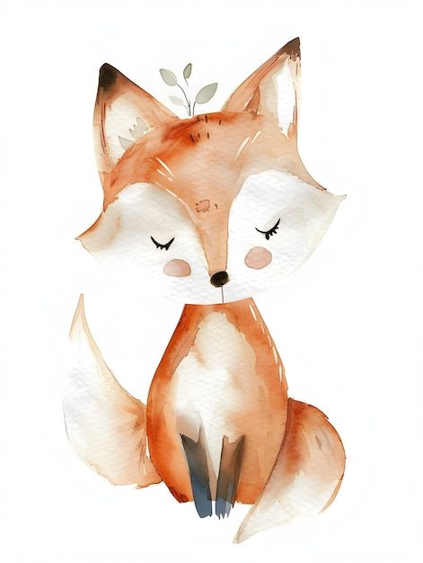 Photo whimsical watercolor baby fox for ... | Premium Photo #Freepik #photo #fox #cute-fox #animal-cute #painting Watercolor Animals Easy, Cute Fox Illustration, Fox Baby Nursery, Fox Nursery Decor, Fox Watercolor, Fox Images, Fox Animal, Fox Nursery, Fox Painting