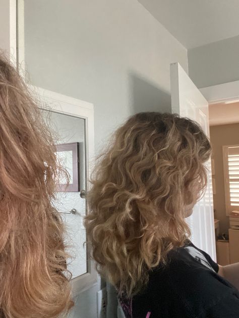 2c hair Layered Medium Length Hair Wavy, Layered Curly Haircuts Medium, 2c Layered Hair, 2c Hair Short, Wolfcut 2b Hair, Dirty Blonde Hair With Highlights Curly, Blonde 2c Hair, Short Blonde Wavy Hair Natural, Dirty Blonde Hair Curly