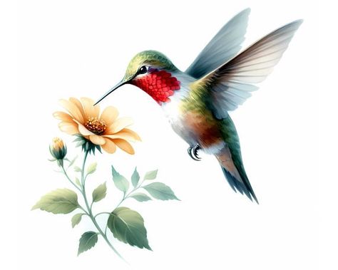 Hummingbird Flower Tattoos, Hummingbird With Flowers, Hummingbird And Flower, Flower Png Images, Hummingbird Painting, Hummingbird Flowers, Hummingbird Art, 4x6 Prints, Bird Crafts