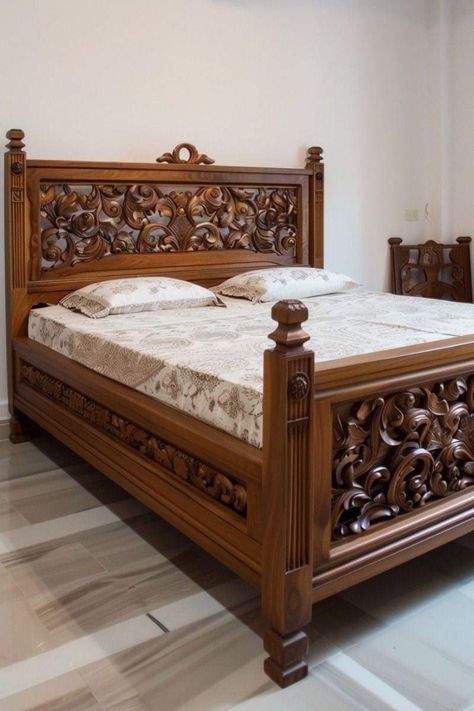 Double Cot Bed Designs, Teak Wood Bed, Solid Wood Bed Design, Wooden Dining Table Modern, Bed Designs With Storage, Box Bed Design, Luxury Mansions Interior, Bed Design Ideas, Wood Bed Design