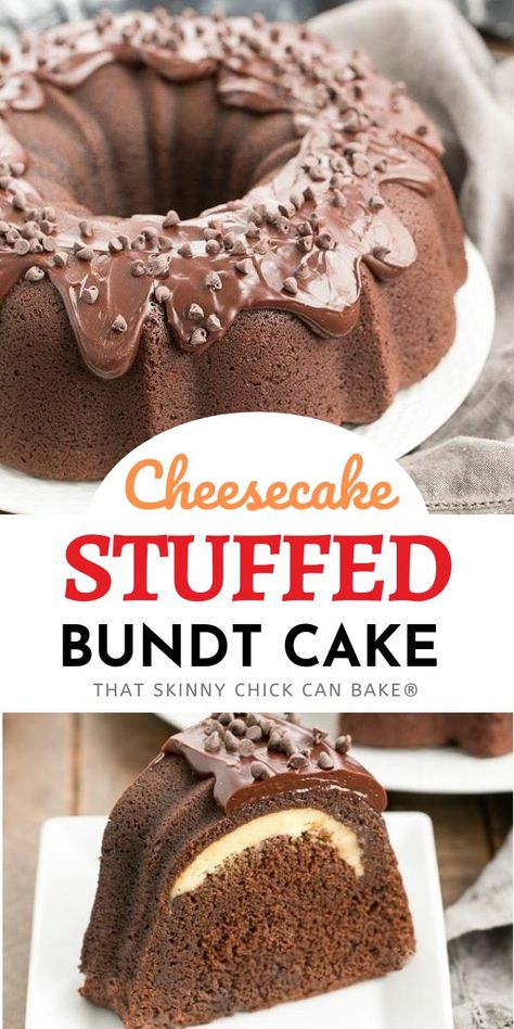 Stuffed Bundt Cake, Homemade Cheesecake Filling, Momma Mia, Cake Bundt, Chocolate Cheesecake Recipe, Valentines Recipes Desserts, Cheesecake Oreo, Baking School, Chocolate Bundt