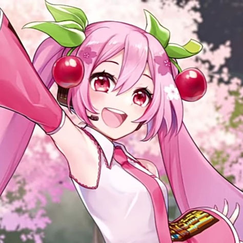 Cherry Blossom Miku Icon, Cherry Hatsune Miku, Sakura Miku Fanart, Cherry Blossom Miku, Pink Hatsune Miku, Sakura Miku Icon, Sakura Miku Pfp, Cherry Miku, Sakura Hatsune Miku